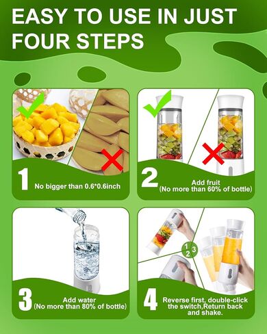 Portable Blender, Portable Blender for Shakes and Smoothies, Personal Size Blender for Shakes and Smoothies with 6 Blades, 17 Oz USB Rechargeable Mini Blender shake Smoothie for Kitchen/Travel/Gym in Saudi Arabia