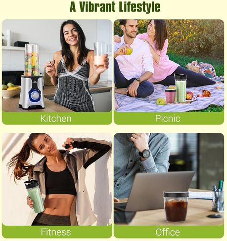 Nuovoware Portable Blender for Shakes and Smoothies, 12 PCS Personal Size Blenders with 6-Edge Blade, 600W Smoothie 2 * 20oz Bottle, 3 Speeds Juice, Protein Drinks, Matte Black in Kuwait