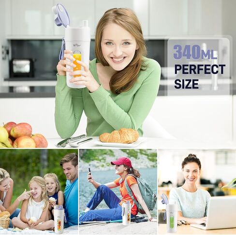 خلاط بير المحمول، 10 شفرات محدثة وخلاط شخصي لاسلكي قابل لإعادة الشحن عبر USB، خلاط للمخفوقات والعصائر مع كوب سفر خالٍ من مادة BPA سعة 12 أونصة، غطاء مانع للتسرب، فوهة رشفة للسفر وصالة الألعاب الرياضية والمكتب in Kuwait