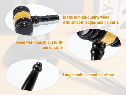 مطرقة خشبية وكتلة صوت، مطرقة وكتلة سوداء، كتلة صوت مطرقة خشبية مصنوعة يدويًا، كتلة مطرقة خشبية مصنوعة يدويًا، للمحامي والقاضي ومحكمة المزاد والشركة والطلاب in Kuwait