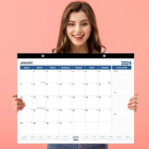 Large Wall Calendar 2024-2025, Desk Calendar 21.96 x 16.96 Inches,Large Desk Calendar Runs From January 2024 - June 2025 for Home Office Planning and Organizing 2024 Family Planner with Notes, Pocket in Saudi Arabia