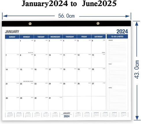 Large Wall Calendar 2024-2025, Desk Calendar 21.96 x 16.96 Inches,Large Desk Calendar Runs From January 2024 - June 2025 for Home Office Planning and Organizing 2024 Family Planner with Notes, Pocket in Saudi Arabia