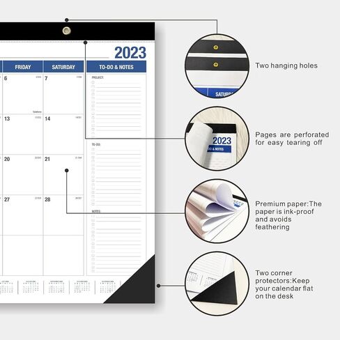 Large Wall Calendar 2024-2025, Desk Calendar 21.96 x 16.96 Inches,Large Desk Calendar Runs From January 2024 - June 2025 for Home Office Planning and Organizing 2024 Family Planner with Notes, Pocket in Saudi Arabia