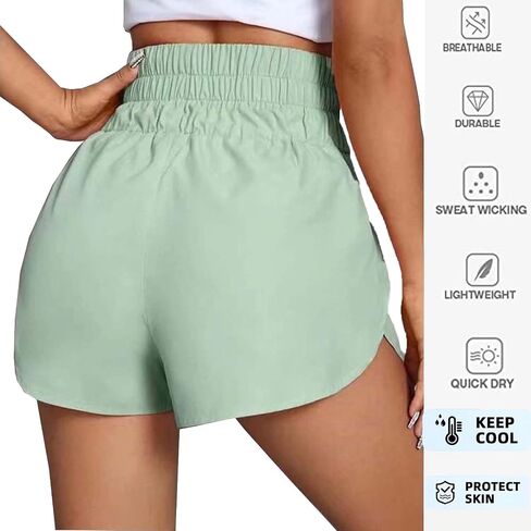 Women's Quick-Dry Running Shorts Elastic High Waisted Workout Active Shorts Sport Athletic Shorts in Saudi Arabia