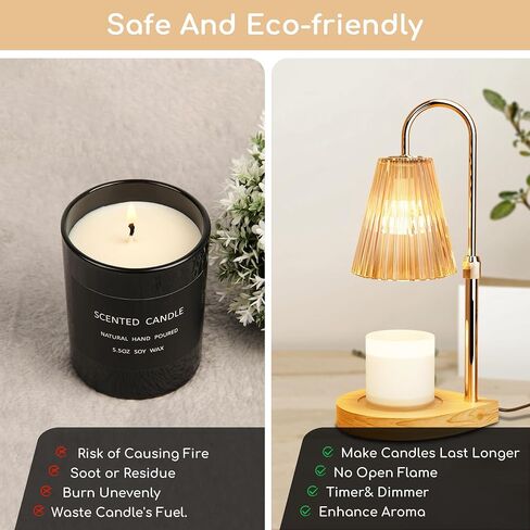 Candle Warmer Lamp,Electric Candle Lamp Warmer with Timer, Adjustable Height Dimmable Candle Warmers for Jar Candles,Gifts for Mom, Glass Vintage Scented Candles Warmer in Saudi Arabia