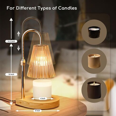 Candle Warmer Lamp,Electric Candle Lamp Warmer with Timer, Adjustable Height Dimmable Candle Warmers for Jar Candles,Gifts for Mom, Glass Vintage Scented Candles Warmer in Saudi Arabia