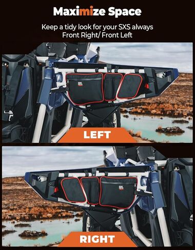Kemimoto X3 Front Door Bags Compatible with Can am Maverick X3 MAX Turbo R X DS Turbo X RS Turbo R 2017 2018 2019 2020 2021 2022 UTV UpperDoor Storage Bags with Removable Knee Pad and Cup Holder in Saudi Arabia