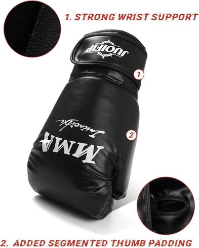 قفازات MMA للرجال والنساء - قفازات الملاكمة MMA مع حزام معصم قابل للتعديل - قفاز تدريب ملاكمة لـ MMA UFC Kickboxing Muay Thai وتدريبات أكياس اللكم الثقيلة in Kuwait