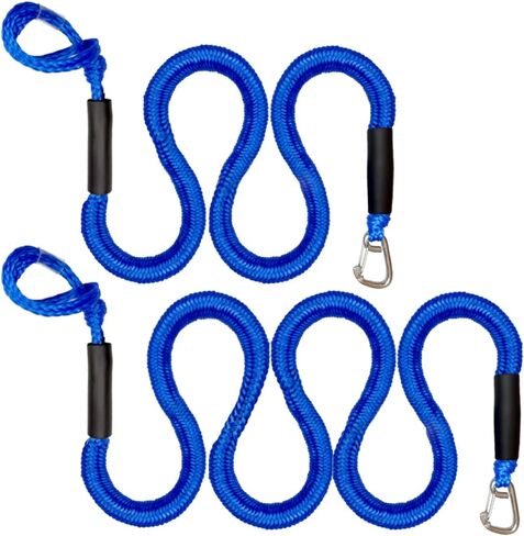 4FT+6FT Bungee Dock Line for Docking Anchor Line with Stainless Steel Clip Accessories for Boats PWC, Kayak, Watercraft,SeaDoo,Jet Ski, Pontoon, Canoe, Power Boat (Red&Black, 4FT&6FT) in Saudi Arabia