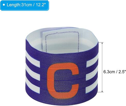 PATIKIL 12.2x2.5 Soccer Captain C Armband, 2 Pack Nylon Unisex Elastic Arm Badge Adjustable for Youth Adult Team Training, Blue in Saudi Arabia