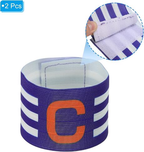 PATIKIL 12.2x2.5 Soccer Captain C Armband, 2 Pack Nylon Unisex Elastic Arm Badge Adjustable for Youth Adult Team Training, Blue in Saudi Arabia