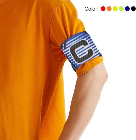 PATIKIL 12.2x2.5 Soccer Captain C Armband, 2 Pack Nylon Unisex Elastic Arm Badge Adjustable for Youth Adult Team Training, Blue in Saudi Arabia