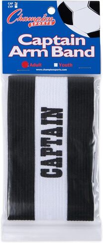 Champion Sports Adult Captain’s Arm Band, Black - Unisex Woven Elastic Nylon Captain Arm Bands for Soccer, Football, Basketball and More - Premium Team Sports Accessories for Men and Women in Saudi Arabia