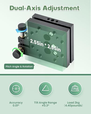 Huanyu مرحلة الميل والدوران البصرية 2.6 بوصة مرحلة زاوية الدقة 2-محور منصة تعديل الزاوية اليدوية ثنائية الأبعاد 3 درجات طاولة إمالة الموضوع طاولة إمالة دوارة ثانوية in Kuwait