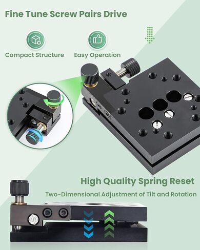 Huanyu مرحلة الميل والدوران البصرية 2.6 بوصة مرحلة زاوية الدقة 2-محور منصة تعديل الزاوية اليدوية ثنائية الأبعاد 3 درجات طاولة إمالة الموضوع طاولة إمالة دوارة ثانوية in Kuwait
