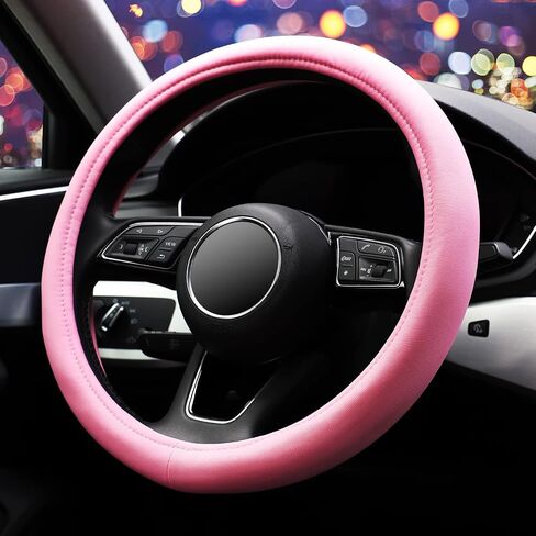 ZHOL Steering Wheel Cover Universal 15 inch Microfiber Breathable Ice Silk Steering Wheel Covers Anti-Slip Car Interior Accessories for Women Men, Warm in Winter and Cool in Summer, Black in Saudi Arabia