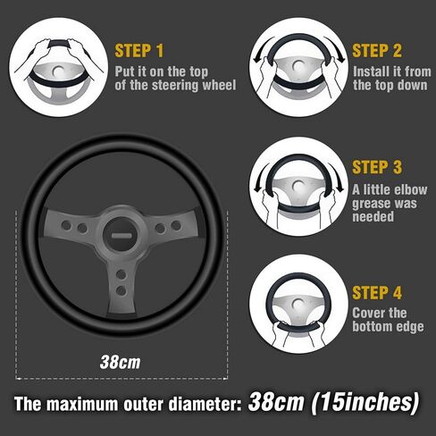 ZHOL Steering Wheel Cover Universal 15 inch Microfiber Breathable Ice Silk Steering Wheel Covers Anti-Slip Car Interior Accessories for Women Men, Warm in Winter and Cool in Summer, Black in Saudi Arabia