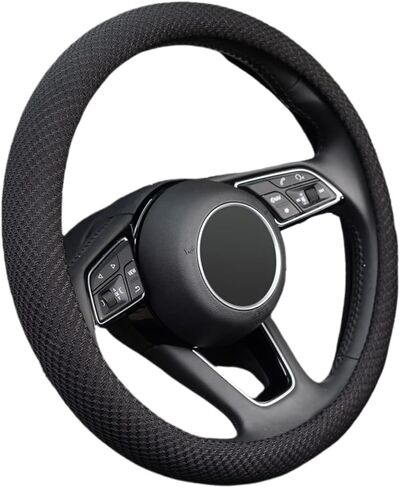 ZHOL Steering Wheel Cover Universal 15 inch Microfiber Breathable Ice Silk Steering Wheel Covers Anti-Slip Car Interior Accessories for Women Men, Warm in Winter and Cool in Summer, Black in Saudi Arabia