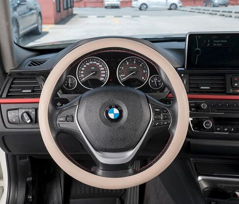 غطاء عجلة القيادة من السيليكون العالمي، يناسب عجلات القيادة بقطر 14 إلى 23 بوصة، ملحق جلدي للسيارة وبطانة مضادة للانزلاق (وردي فاقع) in Kuwait