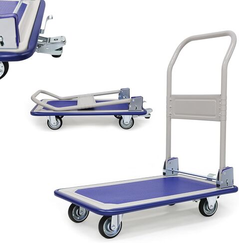 شاحنات منصة قابلة للطي مع عربة دفع الفرامل (33.1 * 21.2 بوصة) تحميل 550 رطل شاحنة يدوية بمنصة متحركة مسطحة in Kuwait