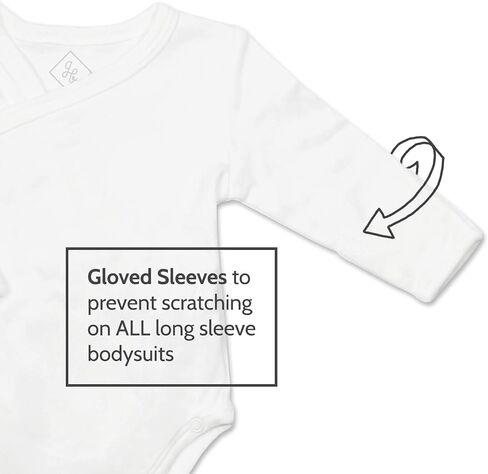Baby Side Snap Kimono Bodysuit Set, Mitten Cuffs, 100% Cotton, Boy Girl, 4 Pack in Saudi Arabia