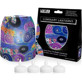 MODGY Luminary Lanterns 4-Pack - Floating LED Candles with Batteries Included - Luminaries are Great for Weddings, Parties, Patios & Celebrations of All Kinds (Kandinsky Circles) in Kuwait