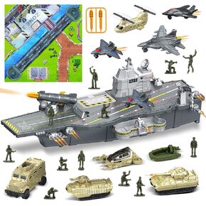 Deao Aircraft Carrier Battle Ship Toys - المركبات العسكرية ، الطائرات الحربية ، السفن الحربية ، مروحية ، شاحنات ، دبابات - ألعاب رجال الجيش للأطفال الفتيات in Kuwait
