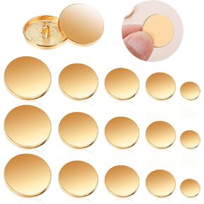 jieyao 50pcs الأزرار المسطحة المعدنية الفضية للألواح ، أزرار خياطة مستديرة على شكل نساء للنساء بدلة معطف السترة قميص 10 مم 18 مم 15 مم 20 مم (فضية) in Kuwait