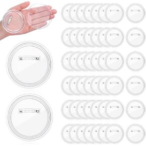 50 Pcs 3 Inch Clear Acrylic Button Pins for DIY Crafts, Badge Maker Kit with Blank Paper Easy Assembly Reusable Design Pins Buttons Badges Kit DIY Craft Activities in Saudi Arabia