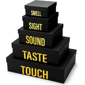 5 Senses Gift Boxes for Him Her Five Senses Birthday Decoration Stacking Nesting Gift Boxes with Lids for Husband Boyfriend Wedding Valentine Christmas Anniversary Party(Black) in Saudi Arabia