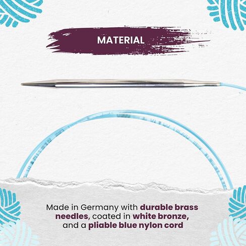skacel by addi Circular Knitting Needles, 20 Inch (50 cm) Rocket Round Plated Brass Knitting Needle Pair with Nylon Cord, 4 mm (US Size 6) in Kuwait