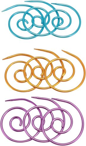 Yoidesu 9Pcs Spiral Cable Knitting Needle, Cable Needles for Knitting, Metal Cable Needle, Knitting Needle Stoppers Circular Knitting Needles for Yarn Sewing Knitting Beginners, #611 in Saudi Arabia