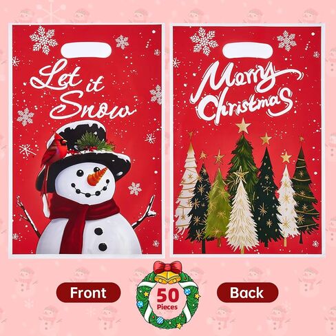 Ahysuet 50pcs Bagn Christmas Goodie Bag ، حفلات الهدايا لحفلات عيد الميلاد مع مقابض لحفلات العطلات. in Saudi Arabia