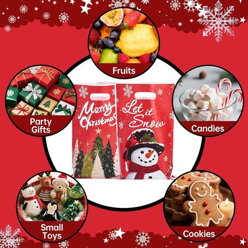 Ahysuet 50pcs Bagn Christmas Goodie Bag ، حفلات الهدايا لحفلات عيد الميلاد مع مقابض لحفلات العطلات. in Saudi Arabia