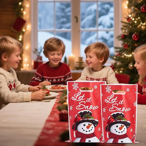 Ahysuet 50pcs Bagn Christmas Goodie Bag ، حفلات الهدايا لحفلات عيد الميلاد مع مقابض لحفلات العطلات. in Saudi Arabia