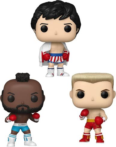 مجموعة Blue Salamander Emporium من 3 حالات من الحالات البلاستيكية - تشمل: Rocky Balboa #1713 ، Clubber Lang #1714 ، Ivan Drago #1715 Vinyl Figures in Kuwait