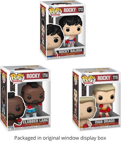 مجموعة Blue Salamander Emporium من 3 حالات من الحالات البلاستيكية - تشمل: Rocky Balboa #1713 ، Clubber Lang #1714 ، Ivan Drago #1715 Vinyl Figures in Kuwait