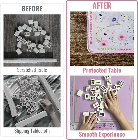 Mahjong Mat - 32.6x32.6 inch American Mah Jongg Mat Non -Slip Lovenuction Mahjong Table Cover مع قواعد ، حصيرة ألعاب محمولة للبوكر ، ألعاب الطاولة ، البطاقات ، البلاط والدومينو (Pink Floral) in Kuwait