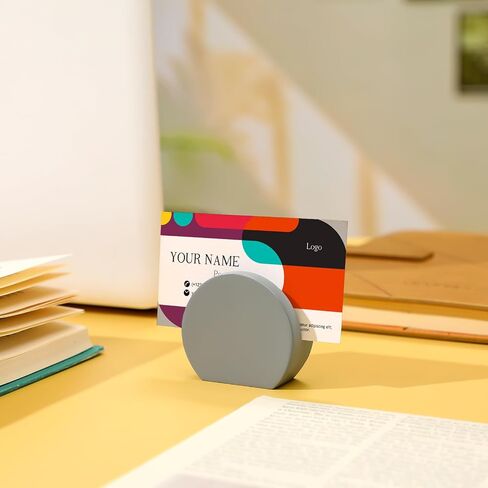 Marspark 2 Packs Resin Circle Business Card Card for Desk Gray Romin in Saudi Arabia