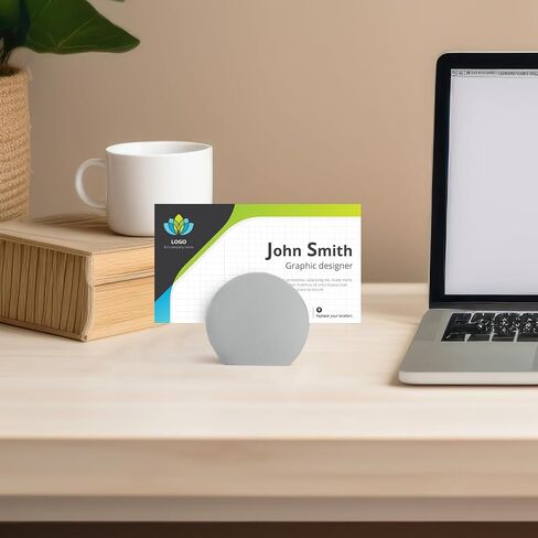 Marspark 2 Packs Resin Circle Business Card Card for Desk Gray Romin in Saudi Arabia