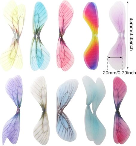 HONBAY 100PCS CRAFT CRAFT Dragonfly Wing Charms for Women Enring Jewelry Jewelry Crafts Hair Clip Decoration (10 Color) in Saudi Arabia
