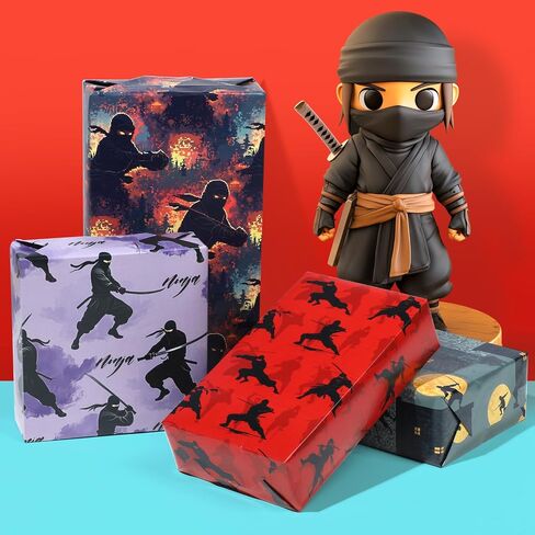 ورقة تغليف النينجا 12 ورقة تصاميم Ninja تصاميم الهدايا ملف التعبئة لعشاق النينجا ، الفنانين القتاليين ، عشاق أنيمي ، 20 "× 28" in Saudi Arabia