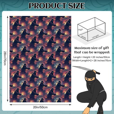ورقة تغليف النينجا 12 ورقة تصاميم Ninja تصاميم الهدايا ملف التعبئة لعشاق النينجا ، الفنانين القتاليين ، عشاق أنيمي ، 20 "× 28" in Saudi Arabia