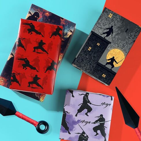 ورقة تغليف النينجا 12 ورقة تصاميم Ninja تصاميم الهدايا ملف التعبئة لعشاق النينجا ، الفنانين القتاليين ، عشاق أنيمي ، 20 "× 28" in Saudi Arabia