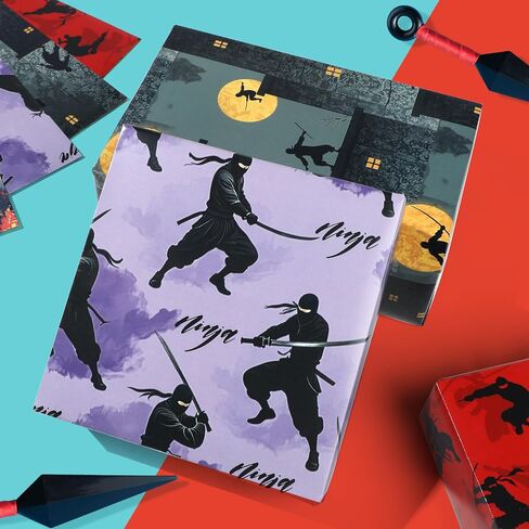 ورقة تغليف النينجا 12 ورقة تصاميم Ninja تصاميم الهدايا ملف التعبئة لعشاق النينجا ، الفنانين القتاليين ، عشاق أنيمي ، 20 "× 28" in Saudi Arabia