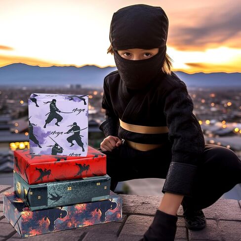 ورقة تغليف النينجا 12 ورقة تصاميم Ninja تصاميم الهدايا ملف التعبئة لعشاق النينجا ، الفنانين القتاليين ، عشاق أنيمي ، 20 "× 28" in Saudi Arabia