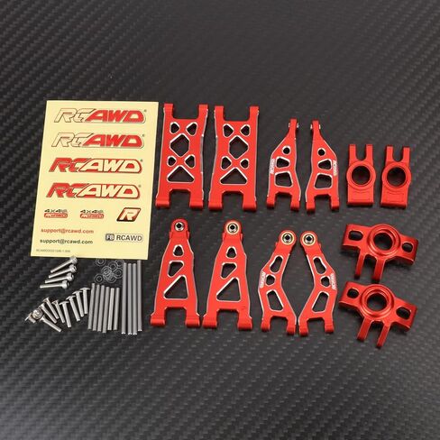 RCAWD لـ Losi Nascar & Arrma Mojave Grom Arms Arms & Steering Stering لـ 1/16 Truck Truck & 1/12 على الطريق ، وكتل التوجيه وحامل المحور الخلفي والخلفي الأمامي A-ARMS RED in Saudi Arabia