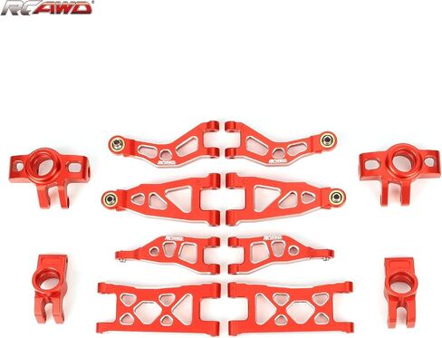 RCAWD لـ Losi Nascar & Arrma Mojave Grom Arms Arms & Steering Stering لـ 1/16 Truck Truck & 1/12 على الطريق ، وكتل التوجيه وحامل المحور الخلفي والخلفي الأمامي A-ARMS RED in Saudi Arabia