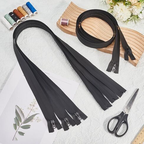 Gorgecraft 5pcs 32 بوصة السوستة المقاومة للماء الأسود #5 سحب الأدوات المصيكة للسوستور البديلة لخياطة الحرف اليدوية في الهواء الطلق أكياس الأمتعة لأسفل معاطف المطر الملابس. in Kuwait