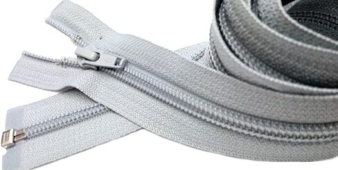 36" YKK Ski & Sport Nylon Coil Jacket Zipper #5 Medium Weight Separating - Light Grey - Made in USA in Saudi Arabia